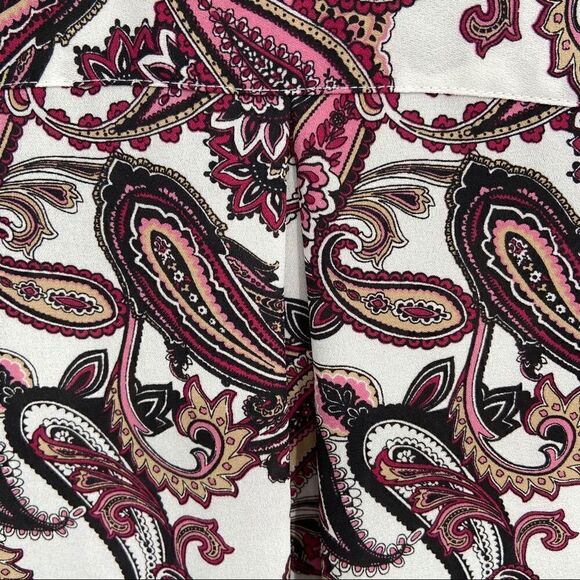 Foxcroft Felicity Whimsical Paisley Blouse Size 10 - Picture 15 of 16